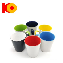 Factory Price 12oz Inner Color sublimation Ceramic Tea Mug With Color Handle